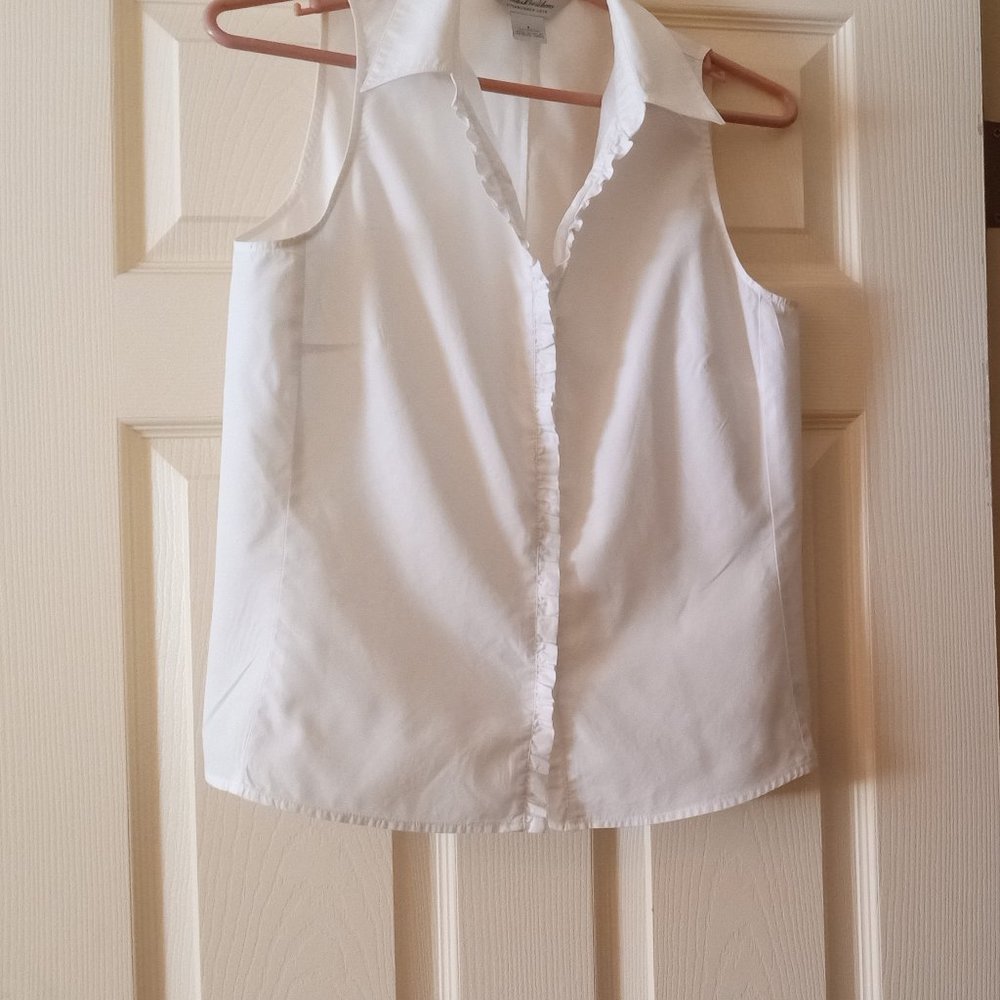 Brooks Brothers White Ruffled placket shirt.